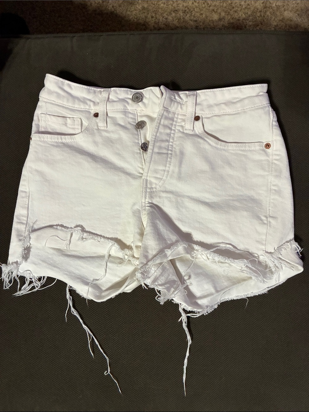 Old Navy White Distressed Frayed Hem Denim Shorts